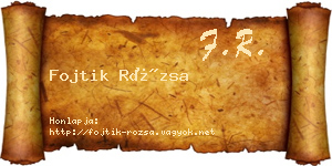 Fojtik Rózsa névjegykártya